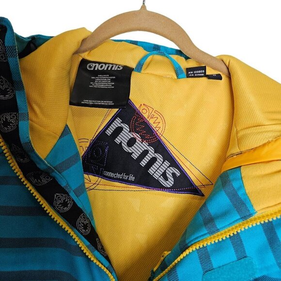 Nomis Women's Striped Hooded snowboarding Jacket Small Yellow & Blue Polyester - Picture 14 of 16